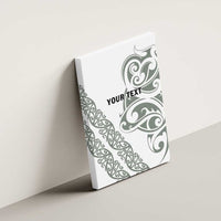 All White Maori Tribal Tattoo Personalised Canvas Wall Art Moss Green Polynesian Style - Polynesian Pride