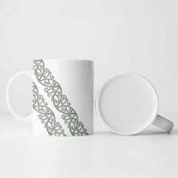 All White Maori Tribal Tattoo Personalised Ceramic Mug Moss Green Polynesian Style - Polynesian Pride
