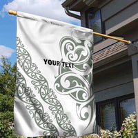 All White Maori Tribal Tattoo Personalised Garden Flag Moss Green Polynesian Style - Polynesian Pride