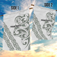 All White Maori Tribal Tattoo Personalised Garden Flag Moss Green Polynesian Style - Polynesian Pride
