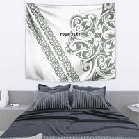 All White Maori Tribal Tattoo Personalised Tapestry Moss Green Polynesian Style - Polynesian Pride
