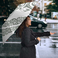 All White Maori Tribal Tattoo Personalised Umbrella Moss Green Polynesian Style - Polynesian Pride