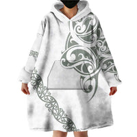 All White Maori Tribal Tattoo Personalised Wearable Blanket Hoodie Moss Green Polynesian Style - Polynesian Pride