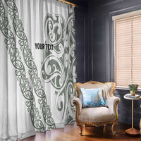 All White Maori Tribal Tattoo Personalised Window Curtain Moss Green Polynesian Style - Polynesian Pride