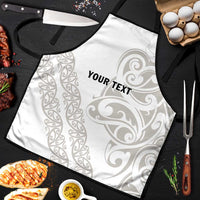 All White Maori Tribal Tattoo Personalised Apron Stone Gray Polynesian Style - Polynesian Pride