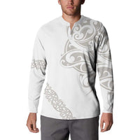 All White Maori Tribal Tattoo Personalised Button Sweatshirt Stone Gray Polynesian Style - Polynesian Pride