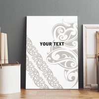 All White Maori Tribal Tattoo Personalised Canvas Wall Art Stone Gray Polynesian Style - Polynesian Pride