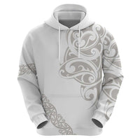 All White Maori Tribal Tattoo Personalised Hoodie Stone Gray Polynesian Style - Polynesian Pride