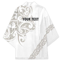 All White Maori Tribal Tattoo Personalised Kimono Stone Gray Polynesian Style - Polynesian Pride