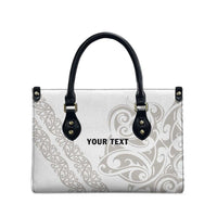 All White Maori Tribal Tattoo Personalised Leather Bag Stone Gray Polynesian Style - Polynesian Pride