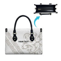 All White Maori Tribal Tattoo Personalised Leather Bag Stone Gray Polynesian Style - Polynesian Pride