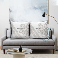 All White Maori Tribal Tattoo Personalised Pillow Cover Stone Gray Polynesian Style - Polynesian Pride