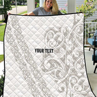 All White Maori Tribal Tattoo Personalised Quilt Stone Gray Polynesian Style - Polynesian Pride