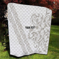 All White Maori Tribal Tattoo Personalised Quilt Stone Gray Polynesian Style - Polynesian Pride