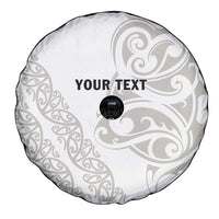 All White Maori Tribal Tattoo Personalised Spare Tire Cover Stone Gray Polynesian Style - Polynesian Pride