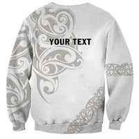 All White Maori Tribal Tattoo Personalised Sweatshirt Stone Gray Polynesian Style - Polynesian Pride