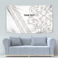 All White Maori Tribal Tattoo Personalised Tapestry Stone Gray Polynesian Style - Polynesian Pride