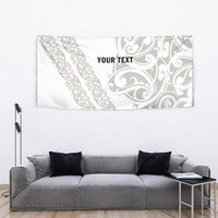 All White Maori Tribal Tattoo Personalised Tapestry Stone Gray Polynesian Style - Polynesian Pride