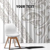 All White Maori Tribal Tattoo Personalised Window Curtain Stone Gray Polynesian Style - Polynesian Pride