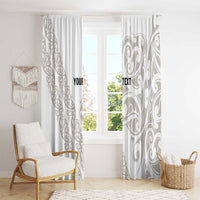 All White Maori Tribal Tattoo Personalised Window Curtain Stone Gray Polynesian Style - Polynesian Pride