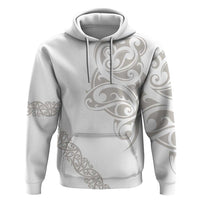All White Maori Tribal Tattoo Personalised Zip Hoodie Stone Gray Polynesian Style - Polynesian Pride