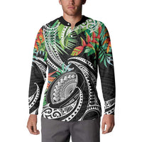 Polynesian Pacific Rugby Tribal Button Sweatshirt Tropical Vibe
