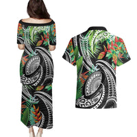 Polynesian Pacific Rugby Tribal Couples Matching Puletasi and Hawaiian Shirt Tropical Vibe LT9 - Polynesian Pride