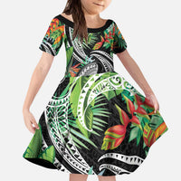 Polynesian Pacific Rugby Tribal Kid Short Sleeve Dress Tropical Vibe