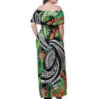 Polynesian Pacific Rugby Tribal Off Shoulder Maxi Dress Tropical Vibe