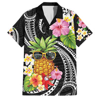 Hau'oli Makahiki Hou Family Matching Off Shoulder Short Dress and Hawaiian Shirt Aloha Pineapple Tropical Vibe