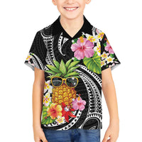 Hau'oli Makahiki Hou Family Matching Puletasi and Hawaiian Shirt Aloha Pineapple Tropical Vibe