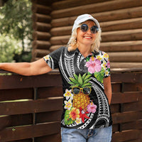 Hau'oli Makahiki Hou Women Polo Shirt Aloha Pineapple Tropical Vibe LT9 - Polynesian Pride