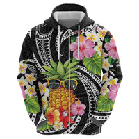 Hau'oli Makahiki Hou Zip Hoodie Aloha Pineapple Tropical Vibe
