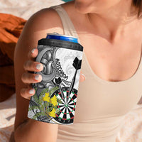 Personalised New Zealand Darts 4 in 1 Can Cooler Tumbler Kowhai Floral with Maori Tattoo