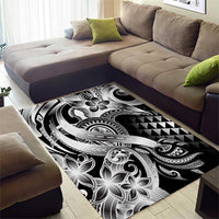 Aloha Black Tribal Honu Tattoo Area Rug