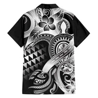 Aloha Black Tribal Honu Tattoo Family Matching Tank Maxi Dress and Hawaiian Shirt