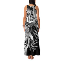 Aloha Black Tribal Honu Tattoo Family Matching Tank Maxi Dress and Hawaiian Shirt