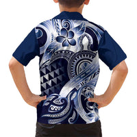 Aloha Blue Tribal Honu Tattoo Kid Hawaiian Shirt