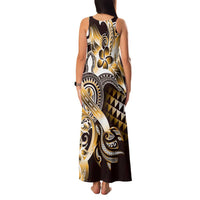 Aloha Gold Tribal Honu Tattoo Family Matching Tank Maxi Dress and Hawaiian Shirt