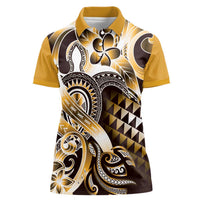 Aloha Gold Tribal Honu Tattoo Women Polo Shirt