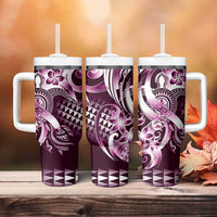 Aloha Pink Tribal Honu Tattoo Tumbler With Handle