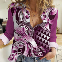 Aloha Pink Tribal Honu Tattoo Women Casual Shirt