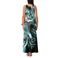 Aloha Turquoise Tribal Honu Tattoo Family Matching Tank Maxi Dress and Hawaiian Shirt