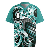 Aloha Turquoise Tribal Honu Tattoo Rugby Jersey
