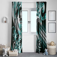 Aloha Turquoise Tribal Honu Tattoo Window Curtain