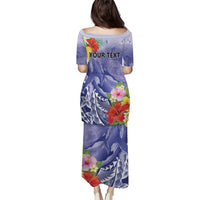 Personalised Chuuk States Humpback Whale Puletasi Polynesian Tropical Flowers LT9 - Polynesian Pride
