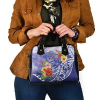Personalised Chuuk States Humpback Whale Shoulder Handbag Polynesian Tropical Flowers