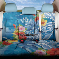 Personalised Kosrae States Humpback Whale Back Car Seat Cover Polynesian Tropical Flowers