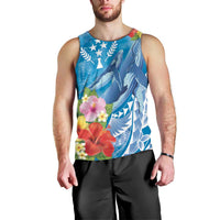 Personalised Kosrae States Humpback Whale Men Tank Top Polynesian Tropical Flowers