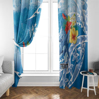 Personalised Kosrae States Humpback Whale Window Curtain Polynesian Tropical Flowers